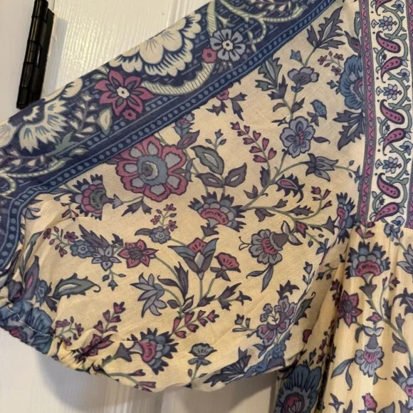 Spell And The Gypsy Collective Floral Puff  Sleeve Maxi Dress Blue Size S Boho - Picture 8 of 16